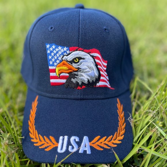 Adjustable Sports Eagle USA Flag Hat- Eagle Snap Back Trucker Baseball Cap - Picture 3 of 4